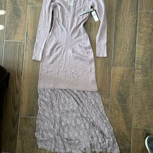 Anthropologie Purple V-Neck Sheath Maxi Dress